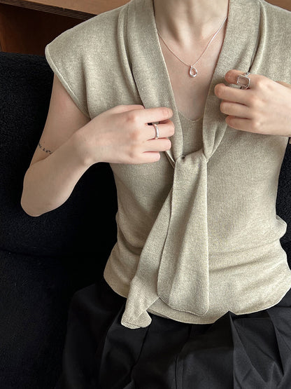 Luxi, Korean version of the design with shawl V-neck short-sleeved T-shirt knitted sweater women's popular autumn shirt top ss552