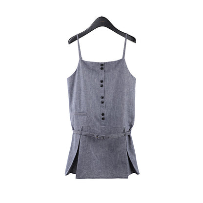 2025 TEH MIND Tencel suspender skirt 2025 thirteen lines of summer new Korean version of high waist and thin A-word skirt 013AX