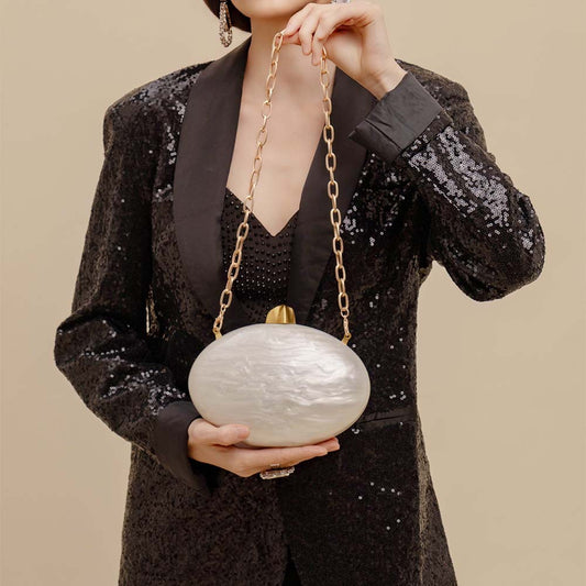 hot-selling new beige semi-round acrylic dinner bag, hand grab bag, one shoulder oblique span wedding fashion women's bag