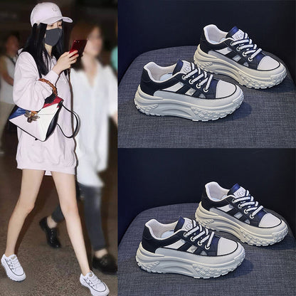 2025  Korean version of summer new dad women's shoes ins tide student breathable sports shoes thick sole heightening casual Q009