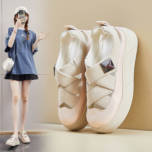 2025  summer little white shoes new Korean version ins female students height increase breathable sports board shoes casual shoes XQ-W18