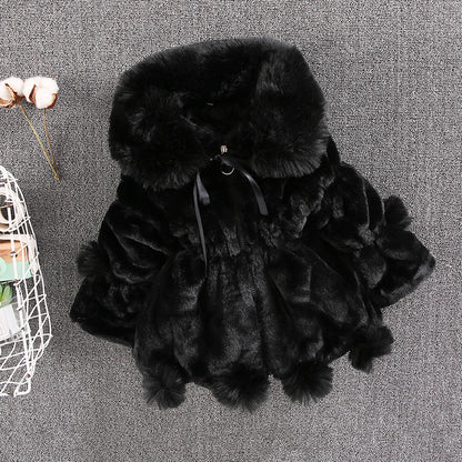 New plush warm winter thickened soft imitation rabbit hair girls small and medium children's hair sweater   explosion