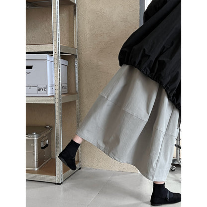 Luxi, autumn Korean new simple pleated skirt women's new hip-covering and thin bud A-shaped umbrella skirt 1812