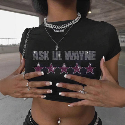 summer new women's clothing New Popular trade fashion trend printing slim-fitting short T-shirt short sleeve