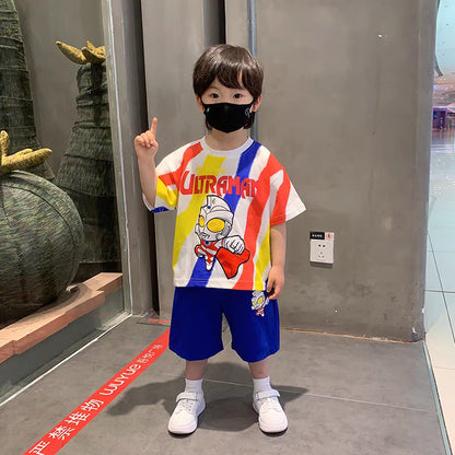 xiangtuibao  Boys' Summer Handsome Set Boys' Short-Sleeved Shorts Clothes  New Children's Summer Clothing Boys' Summer Trend