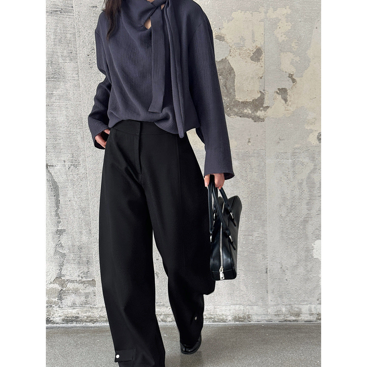 Luxi Japanese niche design loose and thin sickle pants women's  spring new high-waisted casual trousers 1850