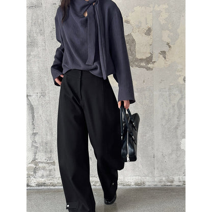 Luxi Japanese niche design loose and thin sickle pants women's  spring new high-waisted casual trousers 1850
