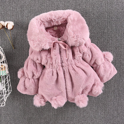 New plush warm winter thickened soft imitation rabbit hair girls small and medium children's hair sweater   explosion