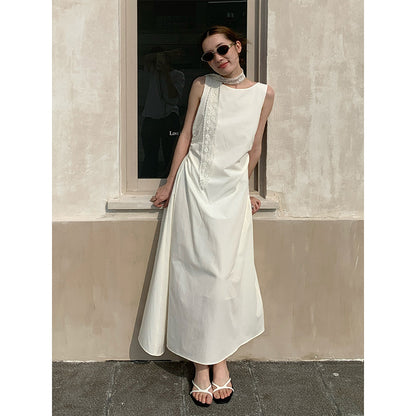 2025 THE MIND Tencel linen pleated vest skirt 2025 summer new high waist slim long skirt 023AX