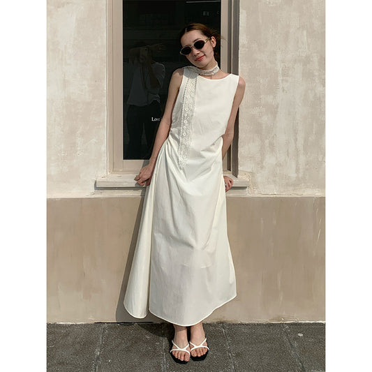 2025 THE MIND Tencel linen pleated vest skirt 2025 summer new high waist slim long skirt 023AX