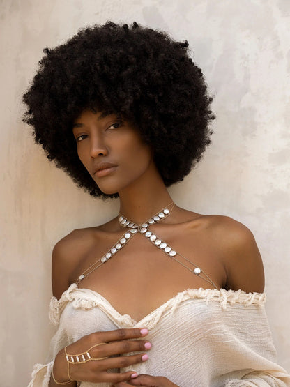 YH3579 2025 jewelry acrylic sheet metal chain combination fashionable hollow neck top vest body chain