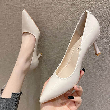 2025 775-15B simple solid color pointed stiletto high heels spring 2025 new fairy style high heels single shoes women