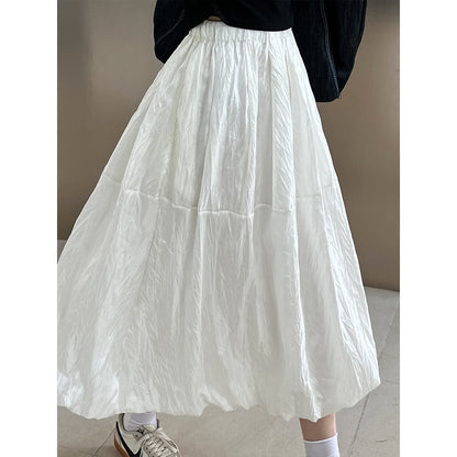 Luxi, pleated pearlescent yarn bud skirt women's summer new smart and elegant fairy glazed skirt 1635