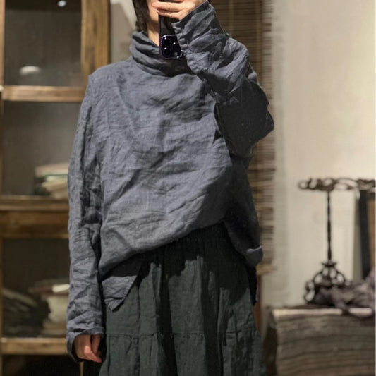 2025    23/8/Fleeting years/Early autumn literary and retro linen bag buckle high neck shoulder cover cover base outer wear