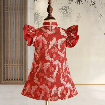 Xiangtuibao One Year Old Celebration Dress Chinese Style Girl's One-Year-Old Crown Dress Baby Girl's National Style Red Baby Zhuazhou Cheongsam High-End Dress