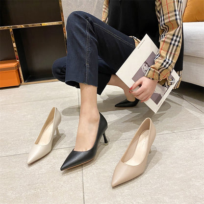 2025 775-15 2025 new thin heel pointed high heels women's simple commuting out high heels Internet celebrities same