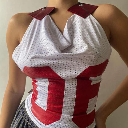 popular summer new women's clothing personalized fried street Spice Girls slim backless lace-up small sling vest
