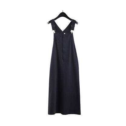 2025 THE MIND Tencel cotton denim strap skirt 2025 spring and summer new Korean version medium and long suspender dress T088