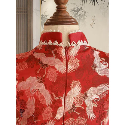 Xiangtuibao One Year Old Celebration Dress Chinese Style Girl's One-Year-Old Crown Dress Baby Girl's National Style Red Baby Zhuazhou Cheongsam High-End Dress