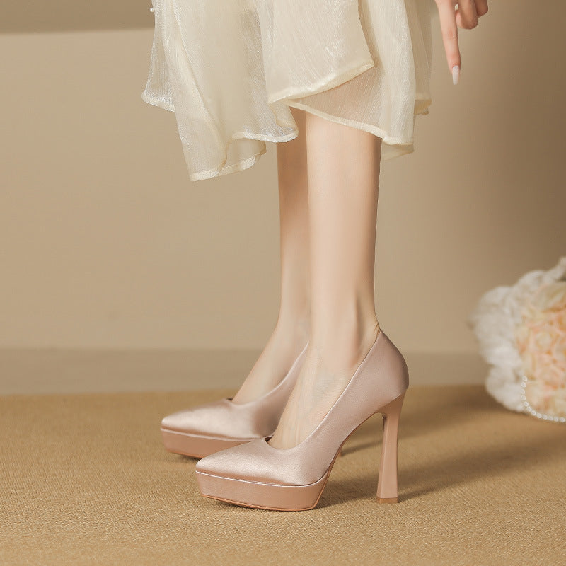 2025 125-3 Sexy waterproof table pointed head thin heel high heels women's 2025 women's winter not tired feet suede super high heel single shoes