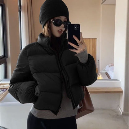 2025 new cotton-padded clothes women's winter short loose cotton-padded clothes thickened bread clothes Korean version high-waisted small cotton-padded jacket