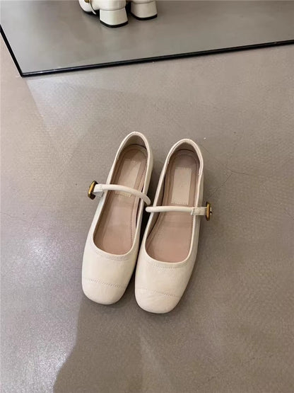 2025  Xiaoxiangfeng high sense word with commuting single shoes women's spring and autumn grandma shoes Doudou shoes ladyshoes thick heel