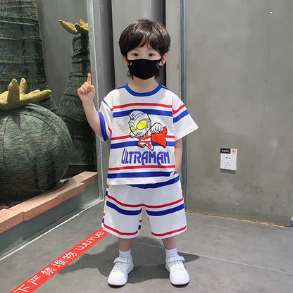 xiangtuibao  Boys' Summer Handsome Set Boys' Short-Sleeved Shorts Clothes  New Children's Summer Clothing Boys' Summer Trend