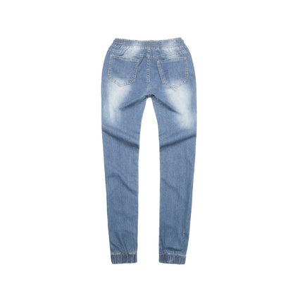 2025 2025 Popular trade New supply elastic waist drawstring low waist denim trousers women