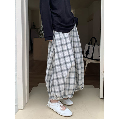 2025 THE MIND plaid cotton bud skirt 2025 summer new Korean version casual versatile high waist skirt T286