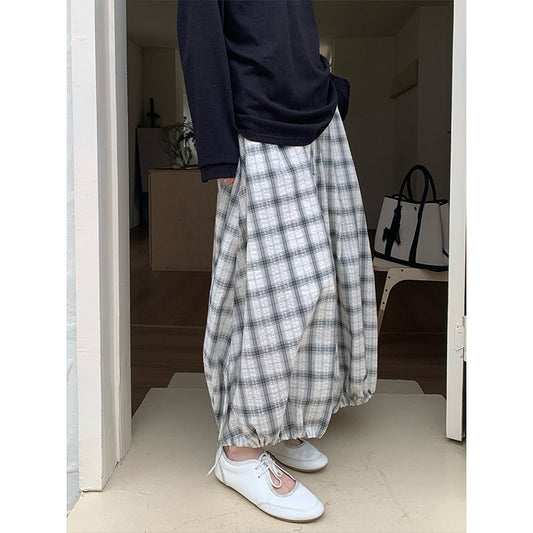 2025 THE MIND plaid cotton bud skirt 2025 summer new Korean version casual versatile high waist skirt T286