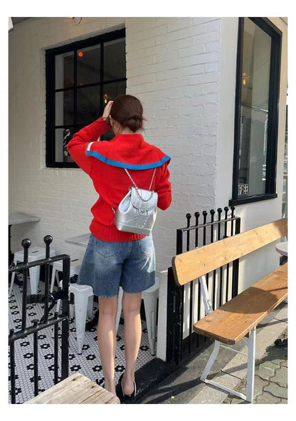 XIANGTUIBAO South Korea Niche Autumn and Winter Mini Chanel Style Chain Backpack Female Ins Blogger Student Oil Wax Leather Shoulder Bag