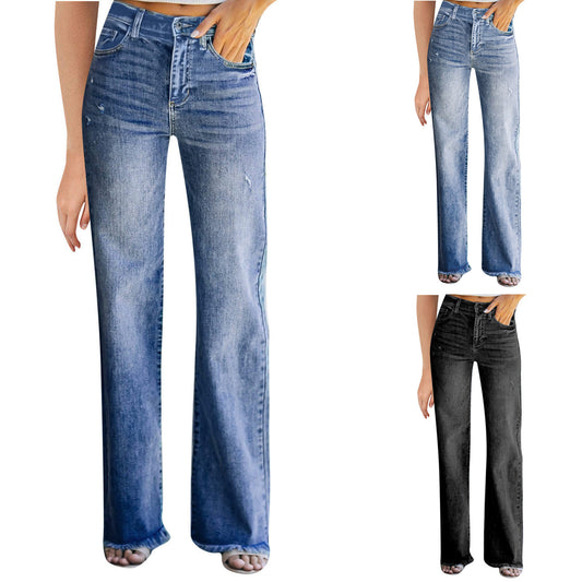 2025 2025 Popular trade New supply retro loose denim trousers women