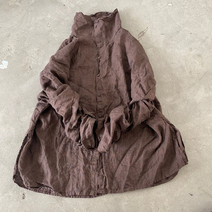 2025  Su Nian Weiyang 23/11 See you again, loose thickened ramie turtleneck cardigan button shirt in autumn and winter