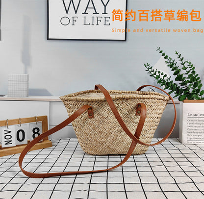 XIANGTUIBAO Straw Bag Ins Style Hand-Woven Large Capacity Hand Holding Crossbody Seaside Vacation Beach Bag Cross-Border One Piece Dropshipping