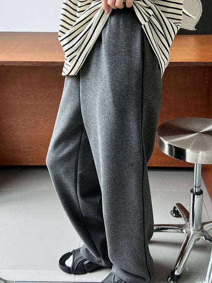 Luxi n retro contrasting color bright line air layer sweatpants women's autumn and winter new design sense high waist sweatpants 2617