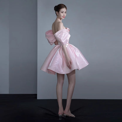 2025 Evening Dress  New Temperament Celebrity Banquet Birthday Party One Shoulder Princess Short Skirt Spring