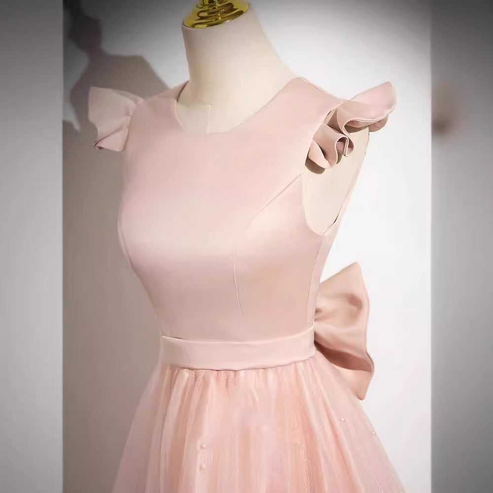 2025 Pink bridesmaid clothes  new wedding sister group dress dress high-end niche summer satin light luxury dress