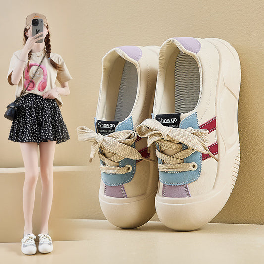 2025  spring little white shoes new Korean version ins female students height increase platform sports board shoes casual shoes KT2682