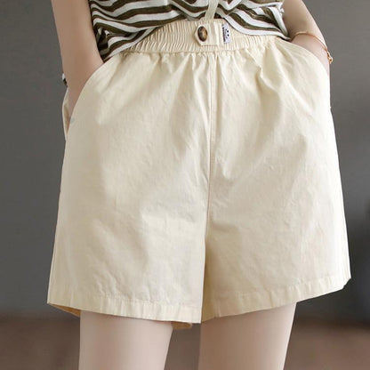 xiangtuibao Summer Pure Cotton Short Casual Pants Women's New Loose Slimming Wide-Leg Pants plus Oversized Girls Outer Wear Elastic Waist Shorts
