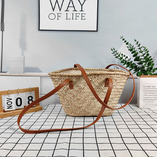 XIANGTUIBAO Straw Bag Ins Style Hand-Woven Large Capacity Hand Holding Crossbody Seaside Vacation Beach Bag Cross-Border One Piece Dropshipping