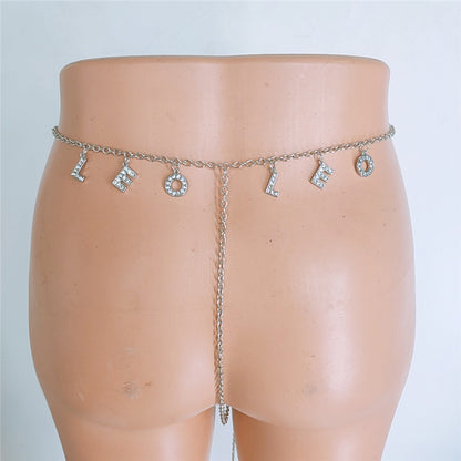 2025 ins New wild constellation underwear belt diamond letter combination thong chain waist chain fb1070
