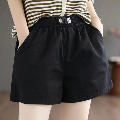 xiangtuibao Summer Pure Cotton Short Casual Pants Women's New Loose Slimming Wide-Leg Pants plus Oversized Girls Outer Wear Elastic Waist Shorts