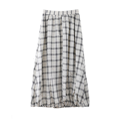 2025 THE MIND plaid cotton bud skirt 2025 summer new Korean version casual versatile high waist skirt T286