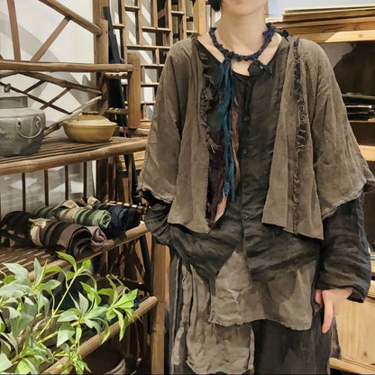 2025  24/6 SN73 vintage tussah silk cardigan jacket