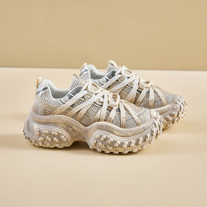 2025  ins Korean version of the new dad shoes girl  spring student running sports thick sole height increase casual street shot M-91