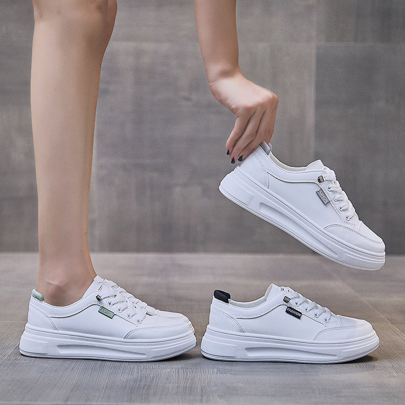 2025  Korean version ins little white shoes female tide students  spring new thick-soled muffin shoes female street shot board shoes female K6615