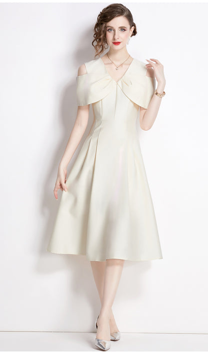 Elegant celebrity temperament feminine dress high-end bow waist dress dress annual meeting big swing dress