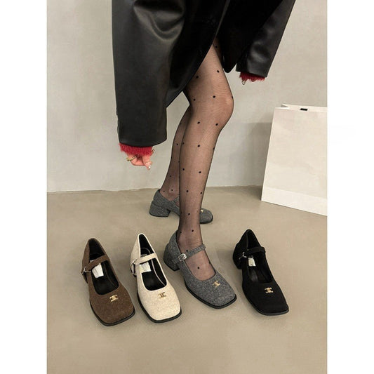 2025  High heels  evening shoes children popular new popular wedding shoes high sense thick heel Internet celebrity Mary Jane shoes