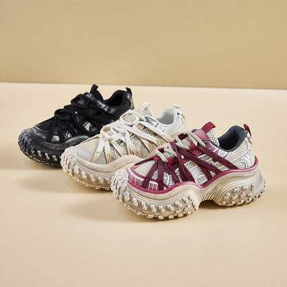 2025  ins Korean version of the new dad shoes girl  spring student running sports thick sole height increase casual street shot M-91