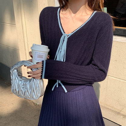 2025 popular winter new temperament versatile Australian wool bottoming shirt long-sleeved knitted sweater women's top 25198